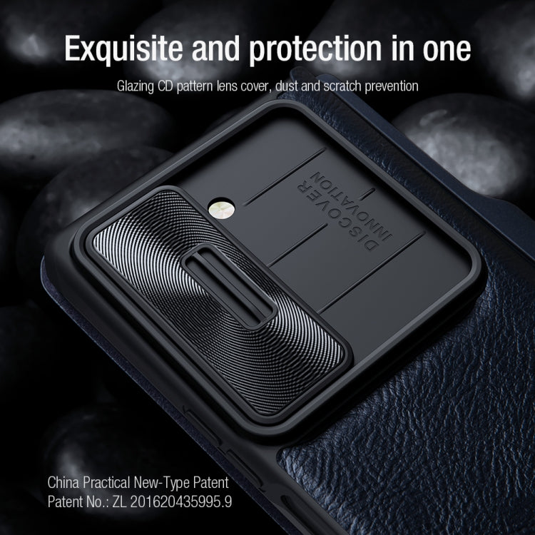 For Samsung Galaxy Z Fold6 5G NILLKIN QIN Series Pro Sliding Camera Cover Design Leather Phone Case(Black) - Galaxy Z Fold6 5G Cases by NILLKIN | Online Shopping UK | buy2fix