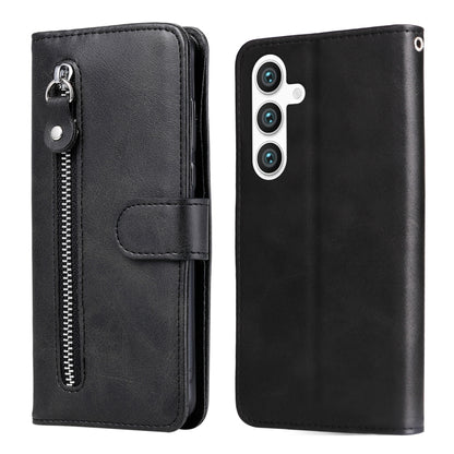 For Samsung Galaxy S25 5G Fashion Calf Texture Zipper Leather Phone Case(Black) - Galaxy S25 5G Cases by buy2fix | Online Shopping UK | buy2fix