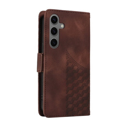 For Samsung Galaxy S25 5G Embossed Rhombus Starry Leather Phone Case(Brown) - Galaxy S25 5G Cases by buy2fix | Online Shopping UK | buy2fix