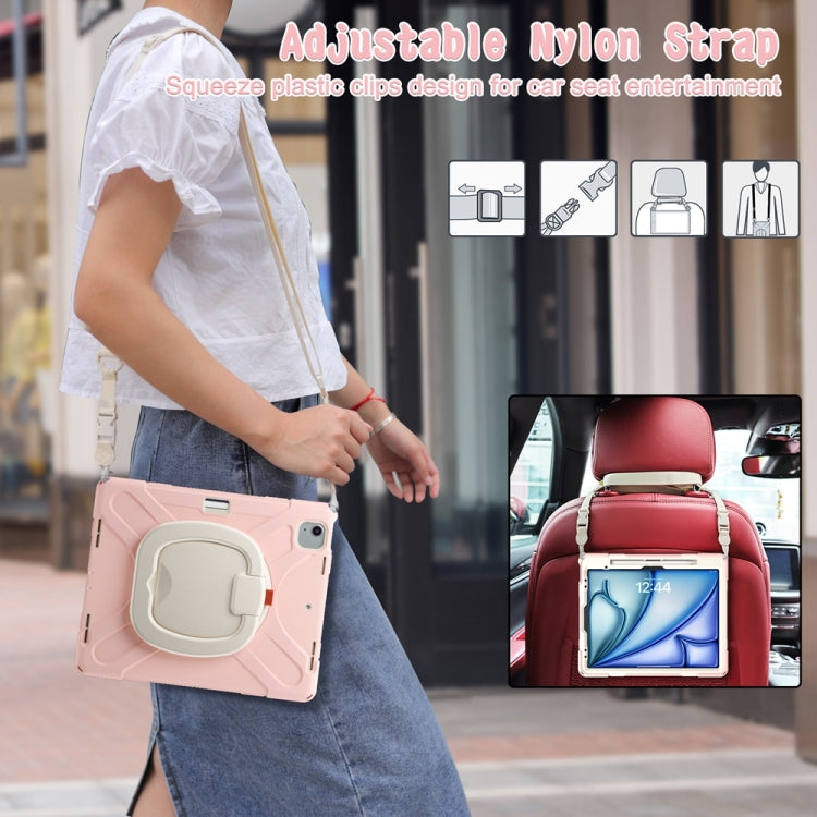 For iPad Air 13 2024 Silicone Hybrid PC Tablet Case with Holder & Shoulder Strap(Cherry Blossom Pink) - iPad Air 13 2024 Cases by buy2fix | Online Shopping UK | buy2fix