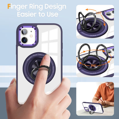 For iPhone 16 Plus Magnetic Rotating Ring Holder Phone Case(Dark Purple) - iPhone 16 Plus Cases by buy2fix | Online Shopping UK | buy2fix