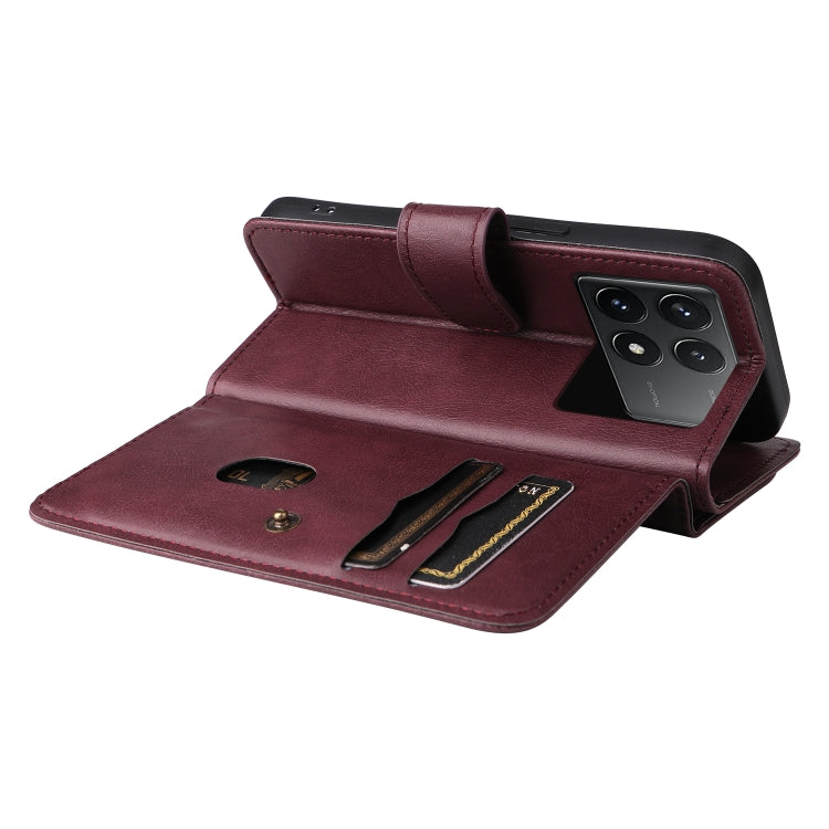 For Redmi K70 Multi-Function Wallet 10 Card Slots Leather Phone Case(Claret) - K70 Cases by buy2fix | Online Shopping UK | buy2fix