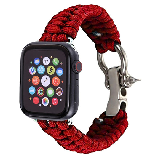 For Apple Watch Ultra 49mm&Watch Ultra 2 49mm / Series 9&8&7 45mm / SE 3&SE 2&6&SE&5&4 44mm / 3&2&1 42mm Umbrella Cord Nylon Braided Watch Band(Red) - Watch Bands by buy2fix | Online Shopping UK | buy2fix