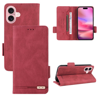 For iPhone 16 Magnetic Clasp Leather Phone Case(Red) - iPhone 16 Cases by buy2fix | Online Shopping UK | buy2fix