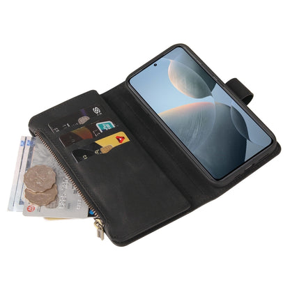 For Xiaomi 14T Skin Feel Multi Card Slots Zipper Wallet Leather Phone Case(Black) - 14T Cases by buy2fix | Online Shopping UK | buy2fix