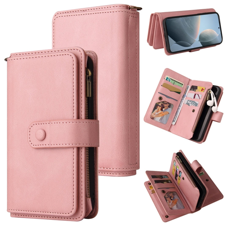 For Redmi K70 Skin Feel Multi Card Slots Zipper Wallet Leather Phone Case(Pink) - K70 Cases by buy2fix | Online Shopping UK | buy2fix