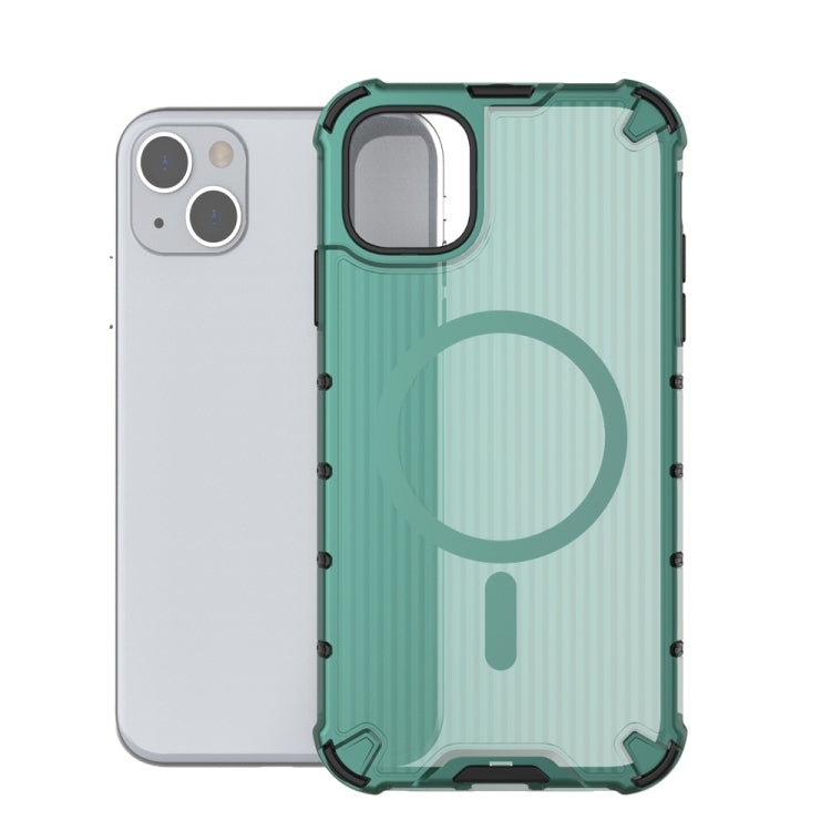 For iPhone 14 Plus Grating Airbag Shockproof MagSafe Frosted Phone Case(Green) - iPhone 14 Plus Cases by buy2fix | Online Shopping UK | buy2fix