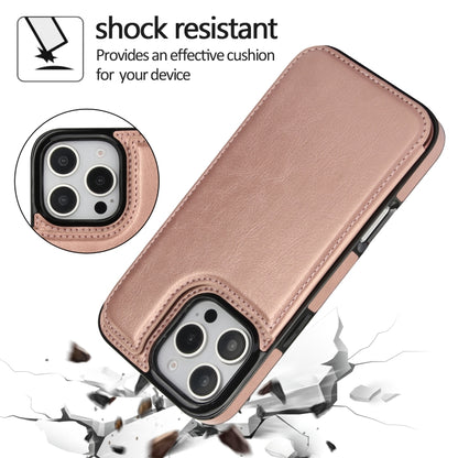 For iPhone 16 Pro Max Double Buckle Crazy Horse Texture PU Phone Case(Rose Gold) - iPhone 16 Pro Max Cases by buy2fix | Online Shopping UK | buy2fix