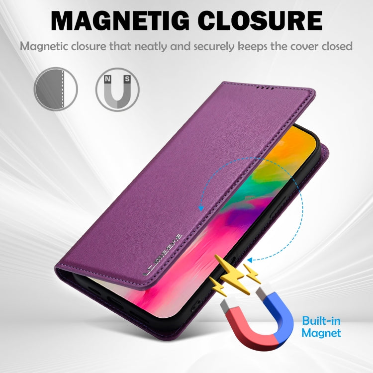 For iPhone 16 LC.IMEEKE L1 Series Frosted Fine Texture PU Phone Case(Purple) - iPhone 16 Cases by LC.IMEEKE | Online Shopping UK | buy2fix