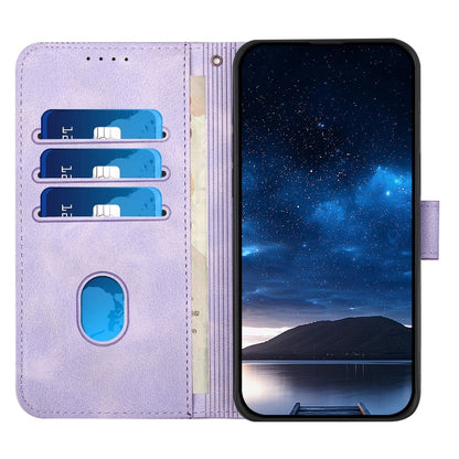 For iPhone 16 Pro Max YX0080 Grid Butterfly Embossed Pattern Flip Leather Phone Case with Lanyard(Light Purple) - iPhone 16 Pro Max Cases by buy2fix | Online Shopping UK | buy2fix