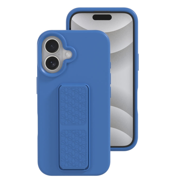 For iPhone 16 Liquid Silicone Holder Phone Case(Navy Blue) - iPhone 16 Cases by buy2fix | Online Shopping UK | buy2fix