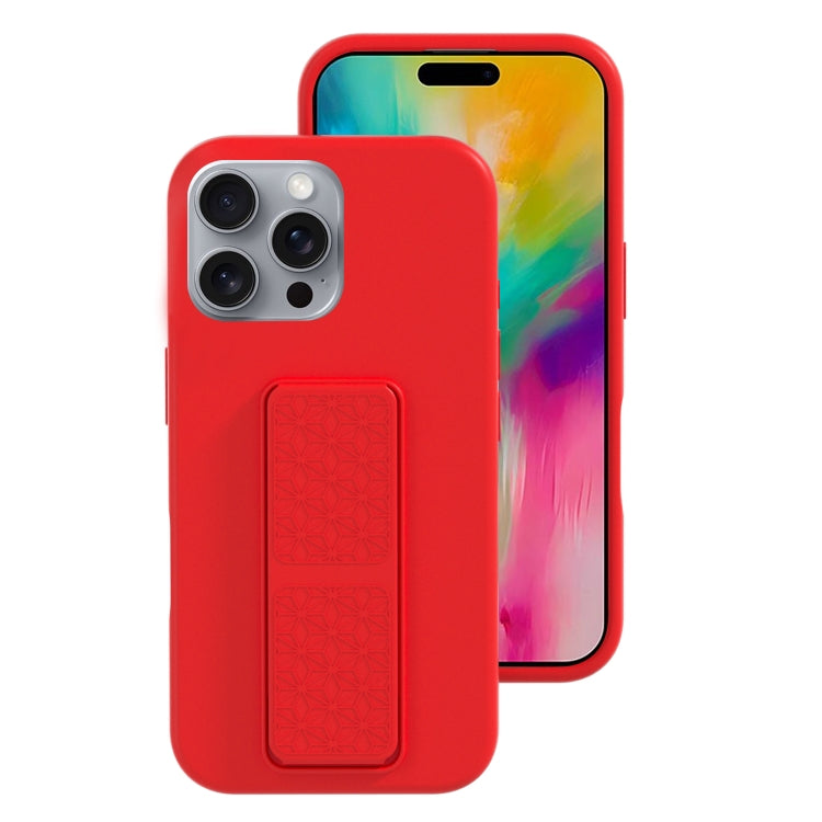 For iPhone 16 Pro Max Liquid Silicone Holder Phone Case(Red) - iPhone 16 Pro Max Cases by buy2fix | Online Shopping UK | buy2fix