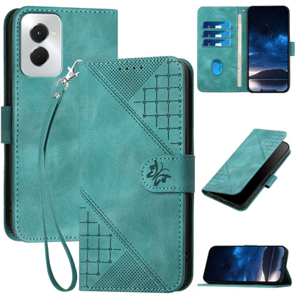 For Motorola Moto G Power 5G 2024 YX0080 Grid Butterfly Embossed Pattern Flip Leather Phone Case with Lanyard(Light Blue) - Motorola Cases by buy2fix | Online Shopping UK | buy2fix