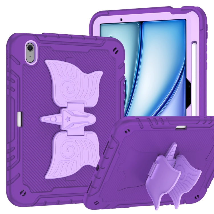 For iPad Air 11 2024 Kickstand PC Hybrid Silicone Tablet Case with Strap(Purple) - iPad Air 11 2024 Cases by buy2fix | Online Shopping UK | buy2fix