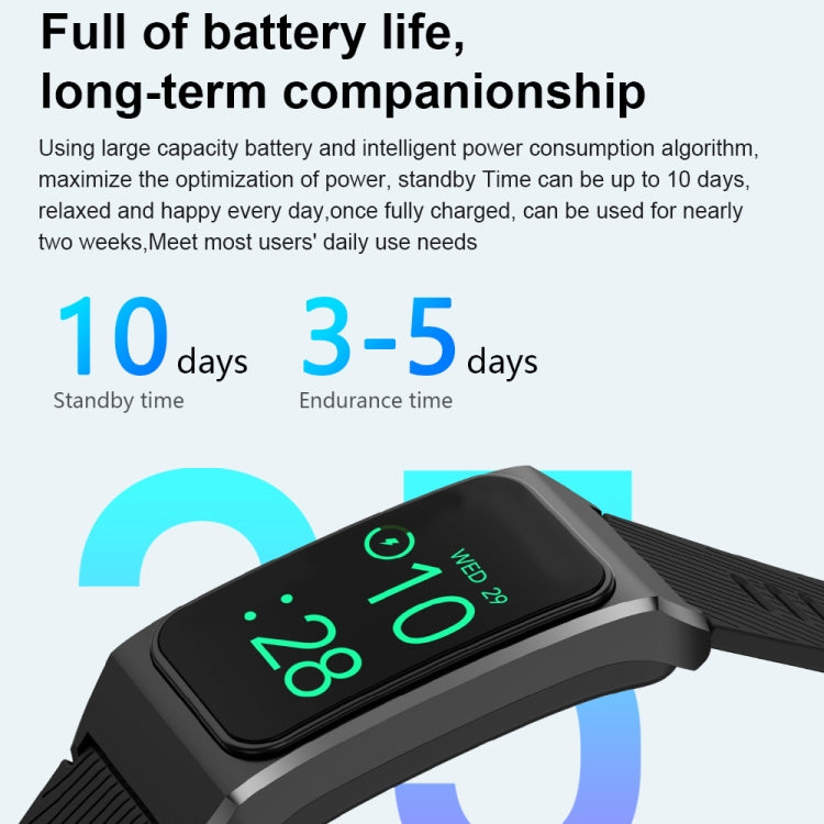 A8 1.98 inch 2 in 1 Bluetooth Earphone Silicone Strap Smart Watch, Support ECG / NFC(Black) - Smart Watches by buy2fix | Online Shopping UK | buy2fix