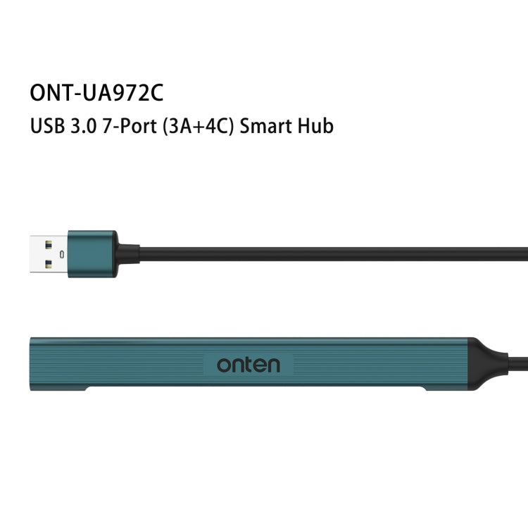 Onten UA972C 7 in 1 USB3.0 to USB3.0 + USB2.0x2 + Type-Cx4 HUB Docking Station(Pine Green) - USB 3.0 HUB by Onten | Online Shopping UK | buy2fix