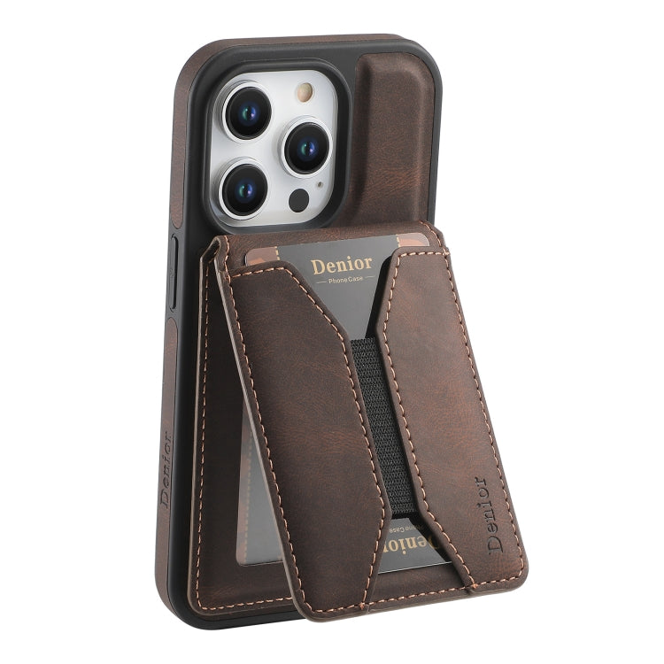 For iPhone 13 Pro Max Denior D17 Skin Feel MagSafe Detachable Card Slot Phone Case(Brown) - iPhone 13 Pro Max Cases by Denior | Online Shopping UK | buy2fix