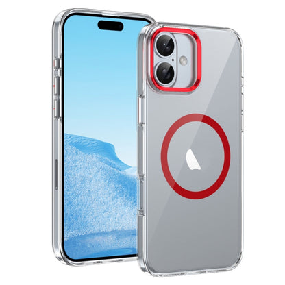 For iPhone 16 Ice Feel HD Transparent MagSafe PC Full Coverage Phone Case(Red) - iPhone 16 Cases by buy2fix | Online Shopping UK | buy2fix