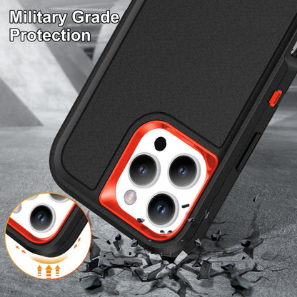 For iPhone 16 Pro Rugged PC + Silicone Phone Case with Holder(Black+Orange) - iPhone 16 Pro Cases by buy2fix | Online Shopping UK | buy2fix