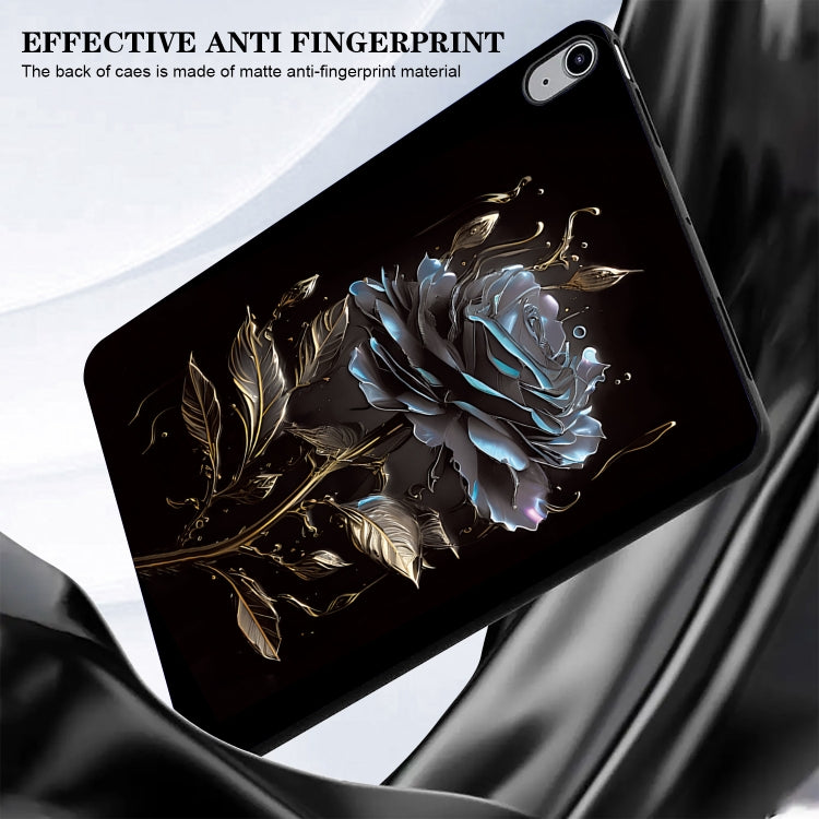 For iPad Pro 13 2024 Color Painting Pattern Smart Tablet TPU Case(Black Rose) - iPad Pro 13 2024 Cases by buy2fix | Online Shopping UK | buy2fix