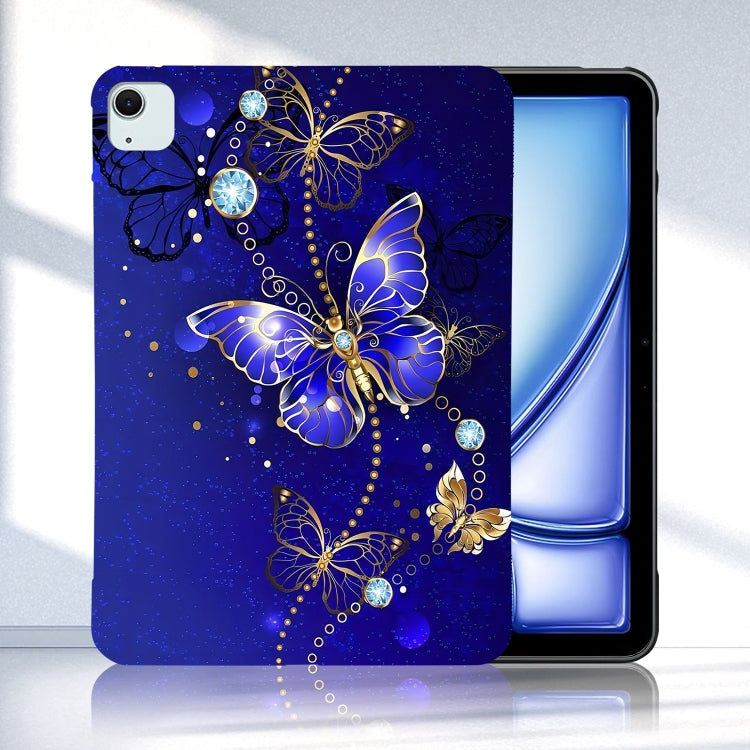 For iPad Air 13 2024 Color Painting Pattern Smart Tablet TPU Case(Blue Butterfly) - iPad Air 13 2024 Cases by buy2fix | Online Shopping UK | buy2fix