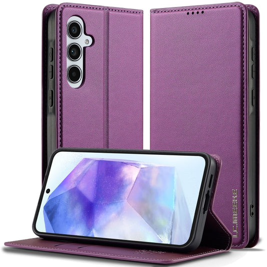 For Samsung Galaxy S24 FE 5G LC.IMEEKE L1 Series Frosted Fine Texture PU Phone Case(Purple) - Galaxy S24 FE 5G Cases by LC.IMEEKE | Online Shopping UK | buy2fix