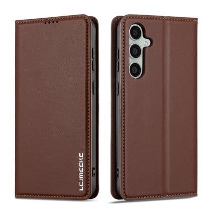 For Samsung Galaxy S24+ 5G LC.IMEEKE L1 Series Frosted Fine Texture PU Phone Case(Brown) - Galaxy S24+ 5G Cases by LC.IMEEKE | Online Shopping UK | buy2fix