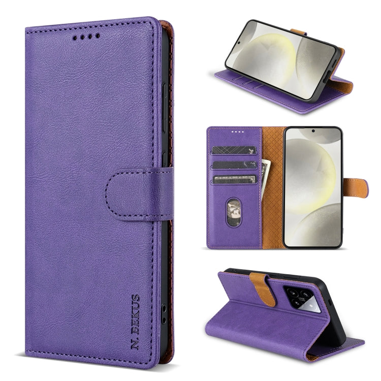 For Xiaomi 14 N.BEKUS CSJ-P1 Solid Color Leather Phone Case(Purple) - 14 Cases by N.BEKUS | Online Shopping UK | buy2fix