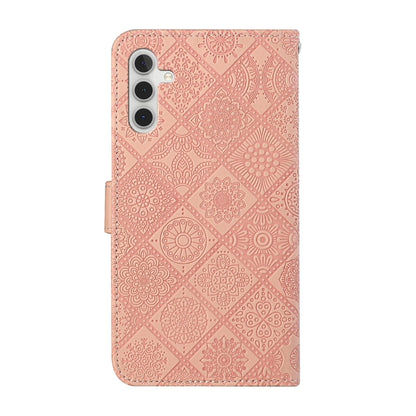 For Samsung Galaxy S25+ 5G Ethnic Style Embossed Pattern Leather Phone Case(Pink) - Galaxy S25+ 5G Cases by buy2fix | Online Shopping UK | buy2fix