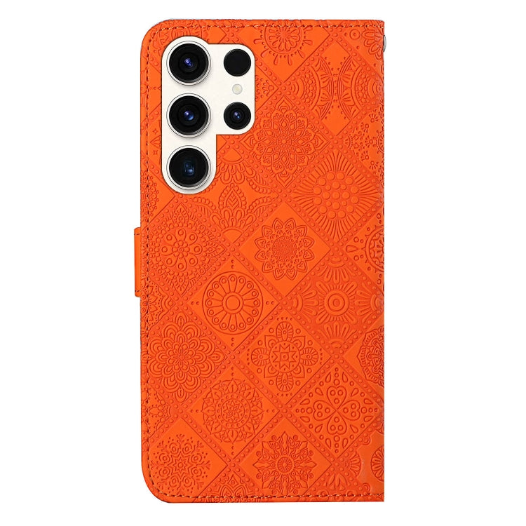 For Samsung Galaxy S25 Ultra 5G Ethnic Style Embossed Pattern Leather Phone Case(Orange) - Galaxy S25 Ultra 5G Cases by buy2fix | Online Shopping UK | buy2fix