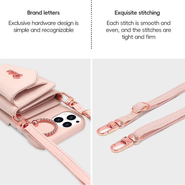 For iPhone 15 Pro Max VIETAO Ring Holder Wallet PU Phone Case with Lanyard(Pink) - iPhone 15 Pro Max Cases by VIETAO | Online Shopping UK | buy2fix