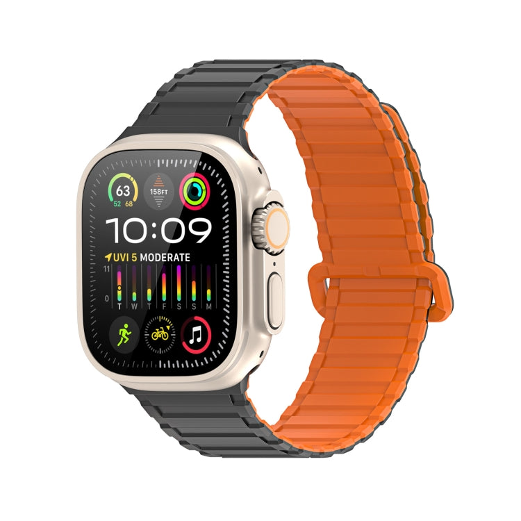 For Apple Watch Ultra 49mm DUX DUCIS KJ Series Magnetic Buckle Silicone Watch Band(Black Orange) - Watch Bands by DUX DUCIS | Online Shopping UK | buy2fix