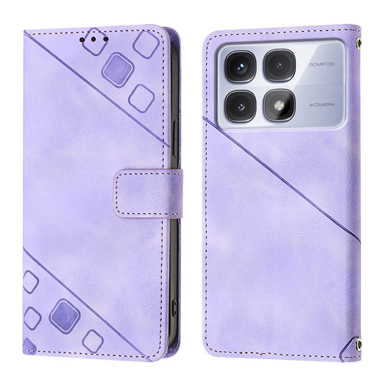 For Redmi K70 Ultra 5G Global Skin-feel Embossed Leather Phone Case(Light Purple) - Xiaomi Cases by buy2fix | Online Shopping UK | buy2fix