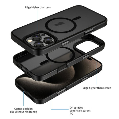 For iPhone 14 Plus Skin Feel Frosted MagSafe Magnetic Phone Case(Transparent Black) - iPhone 14 Plus Cases by buy2fix | Online Shopping UK | buy2fix