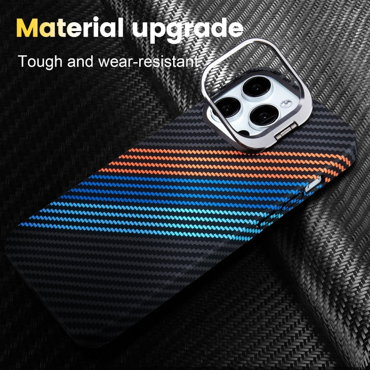 For iPhone 15 Pro Carbon Fiber Lens Holder MagSafe Magnetic Phone Case(Black) - iPhone 15 Pro Cases by buy2fix | Online Shopping UK | buy2fix