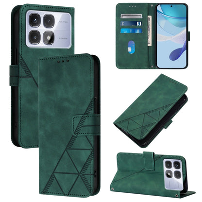 For Redmi K70 Ultra 5G Global Crossbody 3D Embossed Flip Leather Phone Case(Green) - Xiaomi Cases by buy2fix | Online Shopping UK | buy2fix