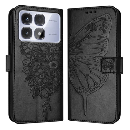 For Redmi K70 Ultra 5G Global Embossed Butterfly Leather Phone Case(Black) - Xiaomi Cases by buy2fix | Online Shopping UK | buy2fix