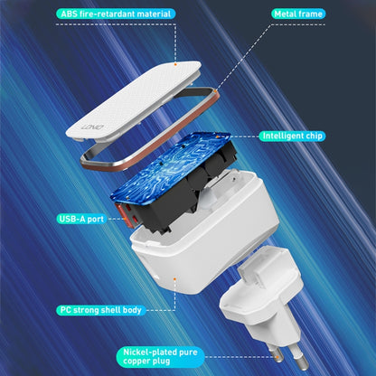 LDNIO A1204Q QC3.0 18W USB Fast Charger with 1m USB to 8 Pin Cable, Plug Type:EU Plug(White Gold) - USB Charger by LDNIO | Online Shopping UK | buy2fix