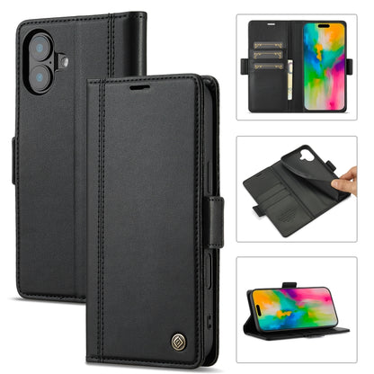 For iPhone 16 Plus LC.IMEEKE Skin-friendly Card Slots Leather Phone Case(Black) - iPhone 16 Plus Cases by LC.IMEEKE | Online Shopping UK | buy2fix