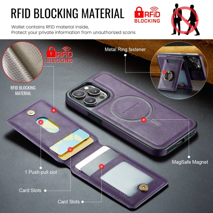 For iPhone 14 Pro DG.MING K1 MagSafe Detachable Wallet RFID Back Cover Phone Case(Purple) - iPhone 14 Pro Cases by DG.MING | Online Shopping UK | buy2fix