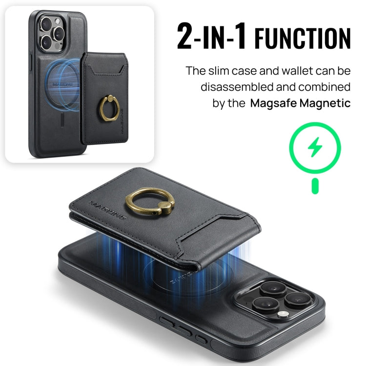 For iPhone 12 DG.MING K1 MagSafe Detachable Wallet RFID Back Cover Phone Case(Black) - iPhone 12 / 12 Pro Cases by DG.MING | Online Shopping UK | buy2fix