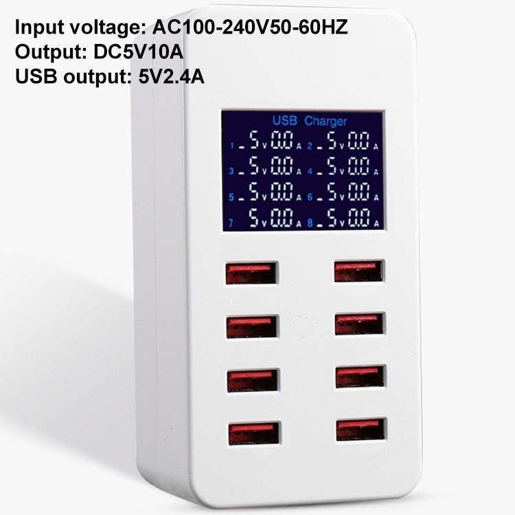 A8B 50W 8 Ports USB Smart Charging Station with Digital Display, Plug:US Plug - Multifunction Charger by buy2fix | Online Shopping UK | buy2fix