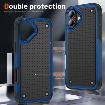 For iPhone 16 PC + TPU Shockproof Protective Phone Case(Blue+Black) - iPhone 16 Cases by buy2fix | Online Shopping UK | buy2fix