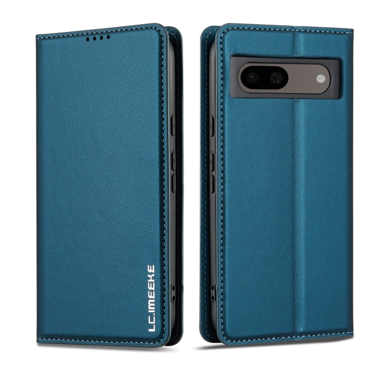 For Google Pixel 8 LC.IMEEKE L1 Series Frosted Fine Texture PU Phone Case(Blue) - Google Cases by LC.IMEEKE | Online Shopping UK | buy2fix