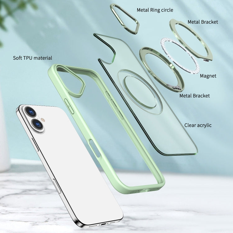 For iPhone 16 Plus Wing Series MagSafe Magnetic Ring Holder Phone Case(Avocado Green) - iPhone 16 Plus Cases by buy2fix | Online Shopping UK | buy2fix