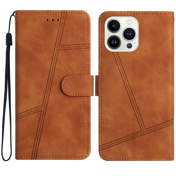 For iPhone 16 Pro Skin-feel Stitching Leather Phone Case(Brown) - iPhone 16 Pro Cases by buy2fix | Online Shopping UK | buy2fix