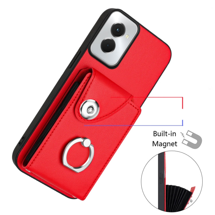 For Motorola Moto G Power 2024 5G Organ Card Bag Ring Holder Phone Case(Red) - Motorola Cases by buy2fix | Online Shopping UK | buy2fix