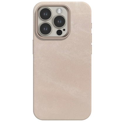 For iPhone 15 Pro Skin Feel Denim Leather MagSafe Phone Case(Nude Pink) - iPhone 15 Pro Cases by buy2fix | Online Shopping UK | buy2fix