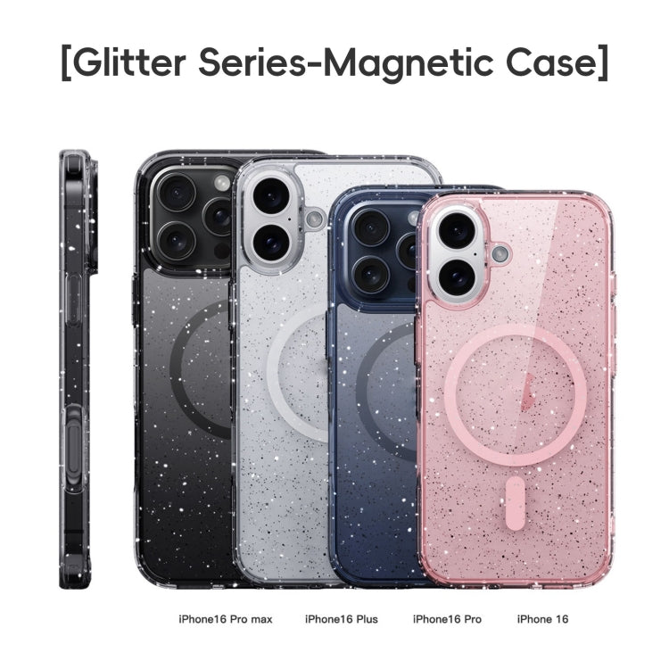 For iPhone 16 Pro Glitter Powder MagSafe Magnetic Phone Case(Transparent Black) - iPhone 16 Pro Cases by buy2fix | Online Shopping UK | buy2fix