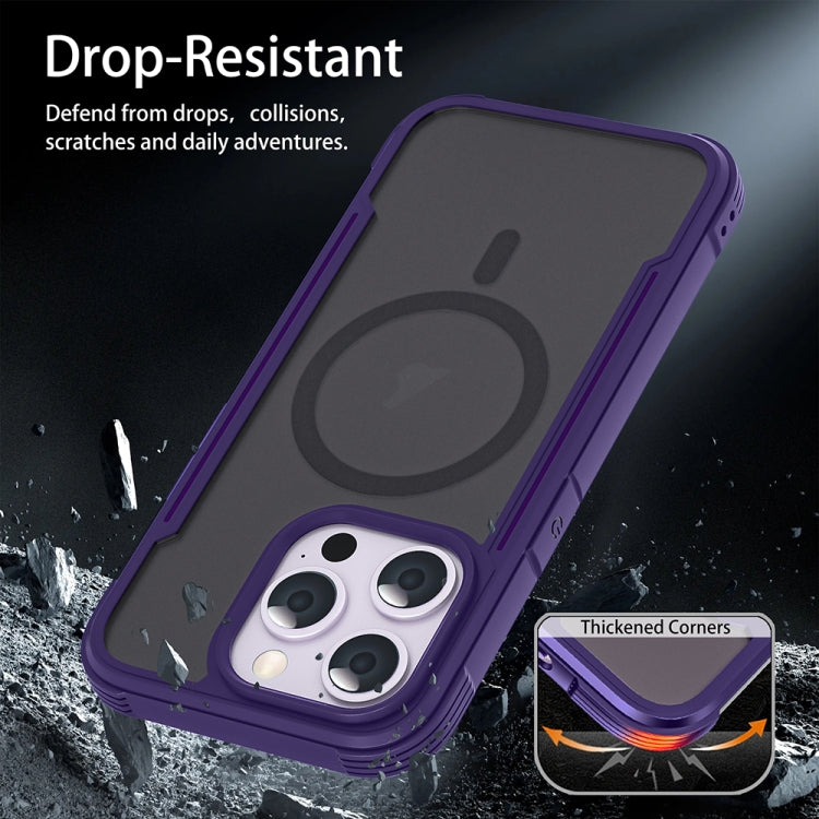 For iPhone 16 Pro Skin Feel Frosted MagSafe Magnetic PC Hybrid TPU Phone Case(Purple) - iPhone 16 Pro Cases by buy2fix | Online Shopping UK | buy2fix